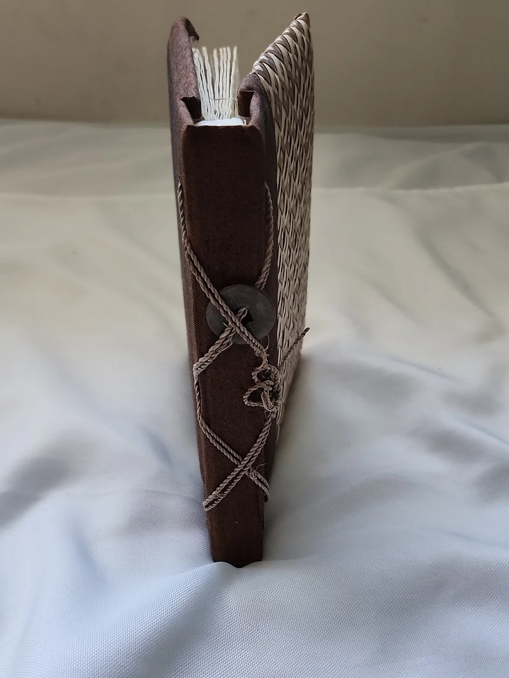 Handcrafted Brown Woven Journal with Handmade Paper